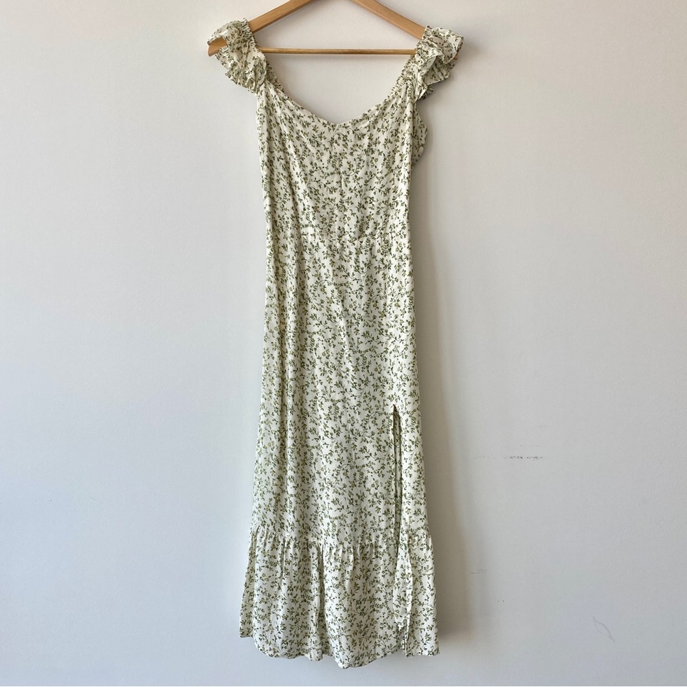Reformation Women’s Green Floral Dress - Size 4